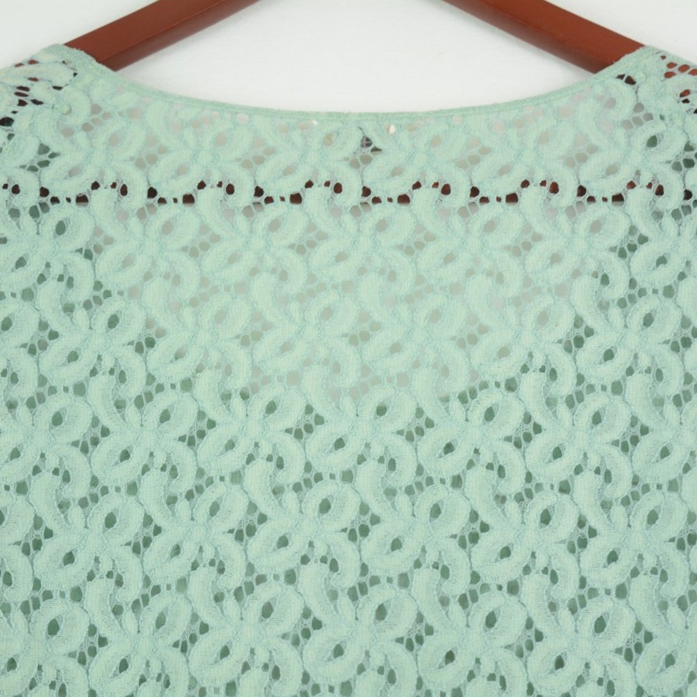 Fossil Mint Green Scoop Neck Lace Top Women's XS - Picture 3 of 6